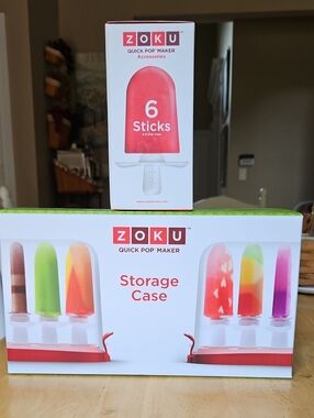 NWT Zoku Quick Pop Maker Storage Case & 6 Sticks